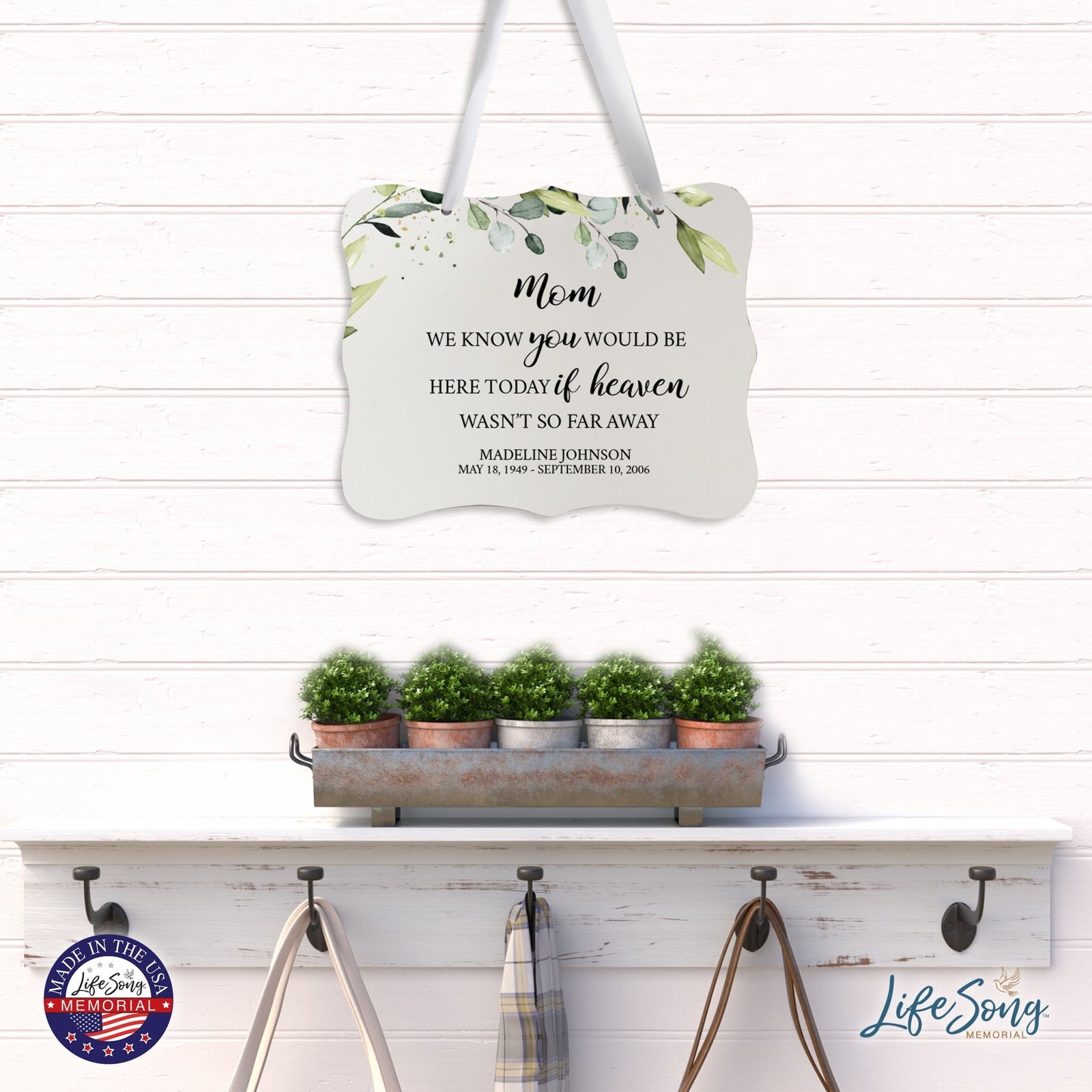 Custom Wooden Memorial 6x8 Ribbon Wall Sign Hanging Decor for Loss of Loved One We Know You (White) - LifeSong Milestones