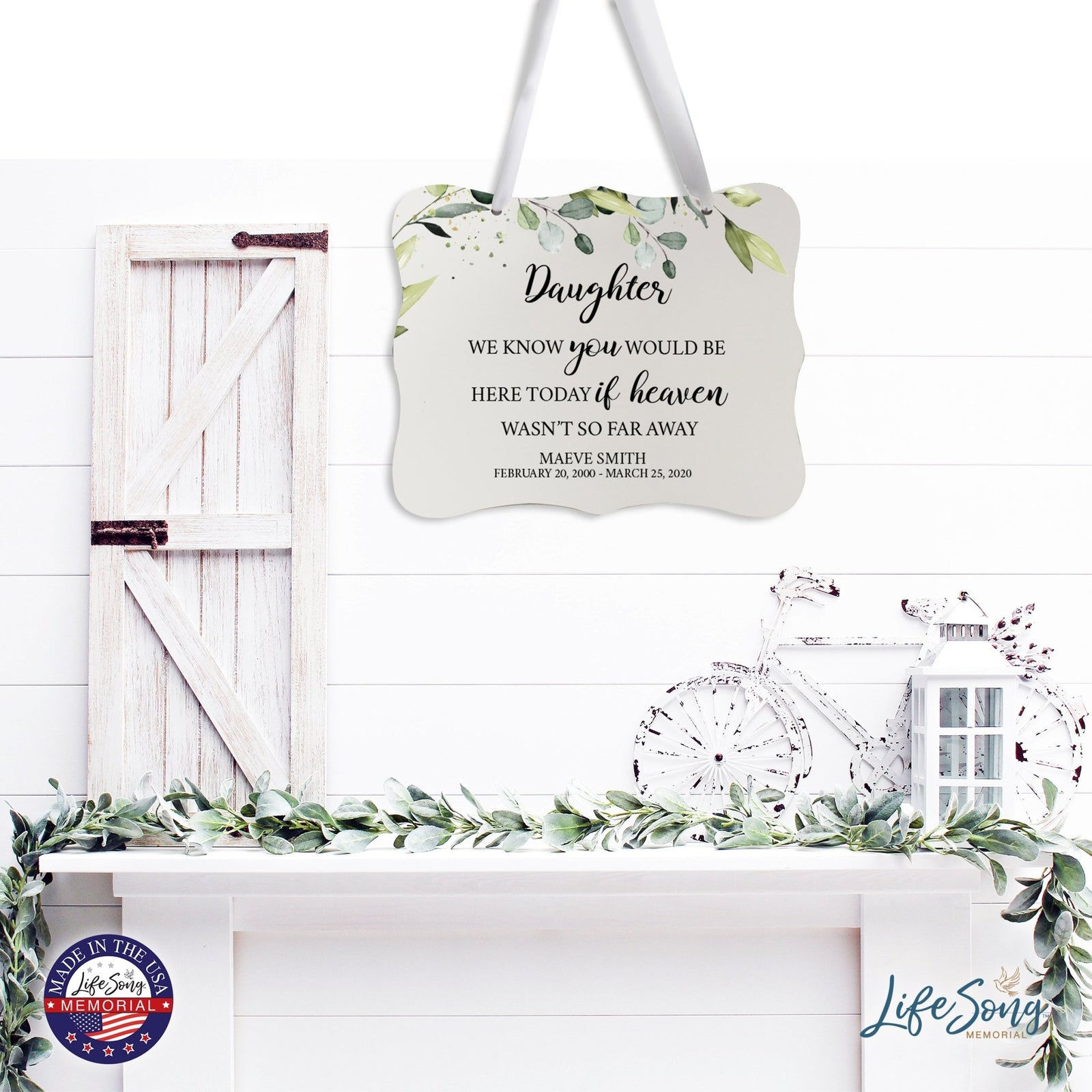 Custom Wooden Memorial 6x8 Ribbon Wall Sign Hanging Decor for Loss of Loved One We Know You (White) - LifeSong Milestones