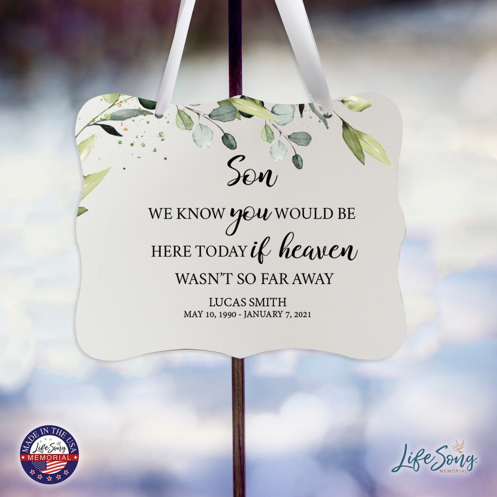 Custom Wooden Memorial 6x8 Ribbon Wall Sign Hanging Decor for Loss of Loved One We Know You (White) - LifeSong Milestones