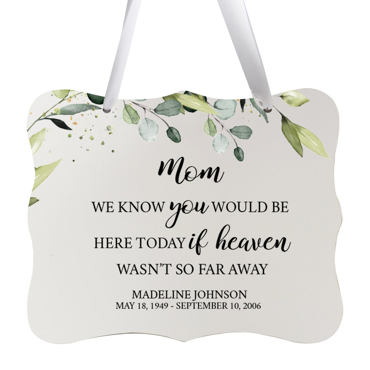 Custom Wooden Memorial 6x8 Ribbon Wall Sign Hanging Decor for Loss of Loved One We Know You (White) - LifeSong Milestones