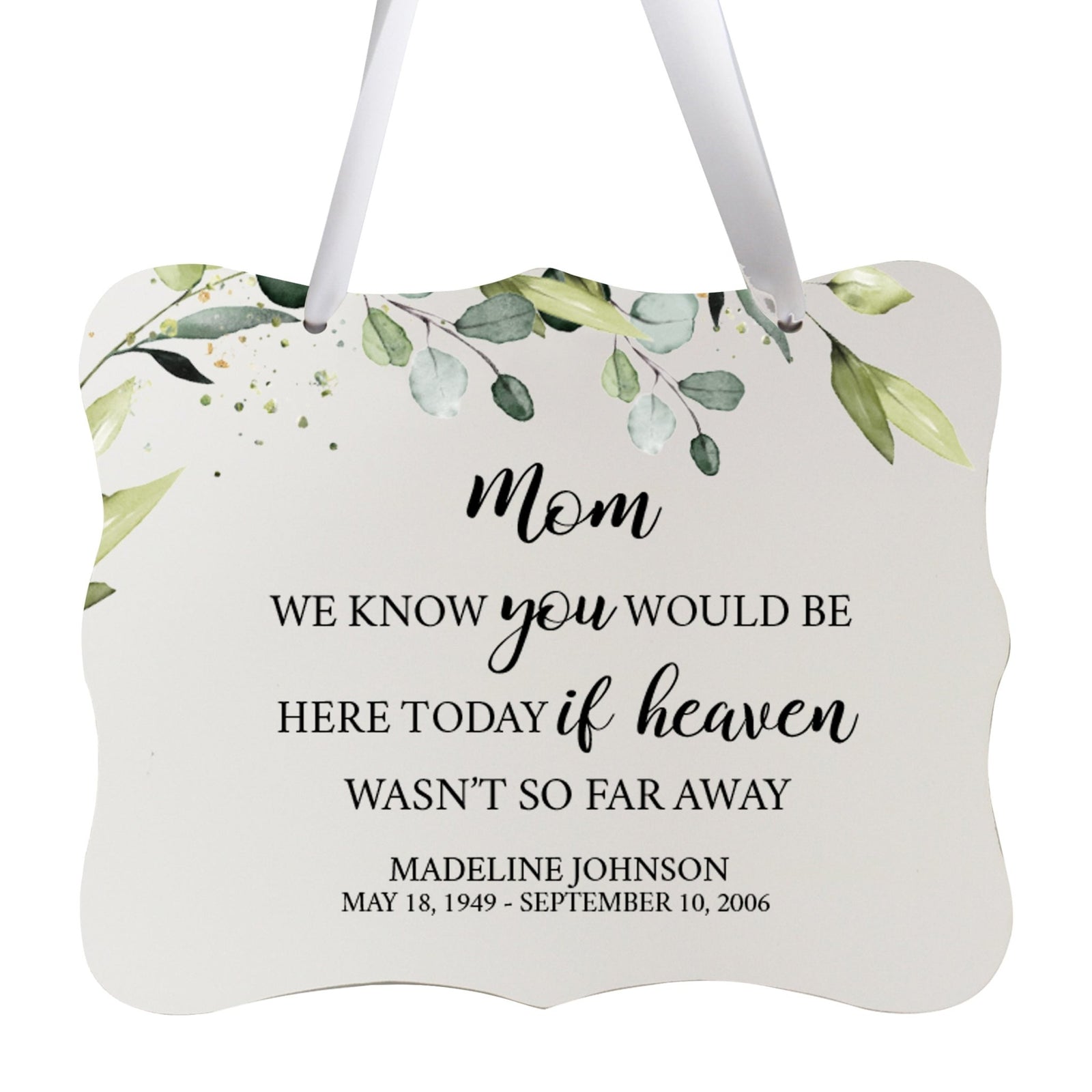 Custom Wooden Memorial 6x8 Ribbon Wall Sign Hanging Decor for Loss of Loved One We Know You (White) - LifeSong Milestones