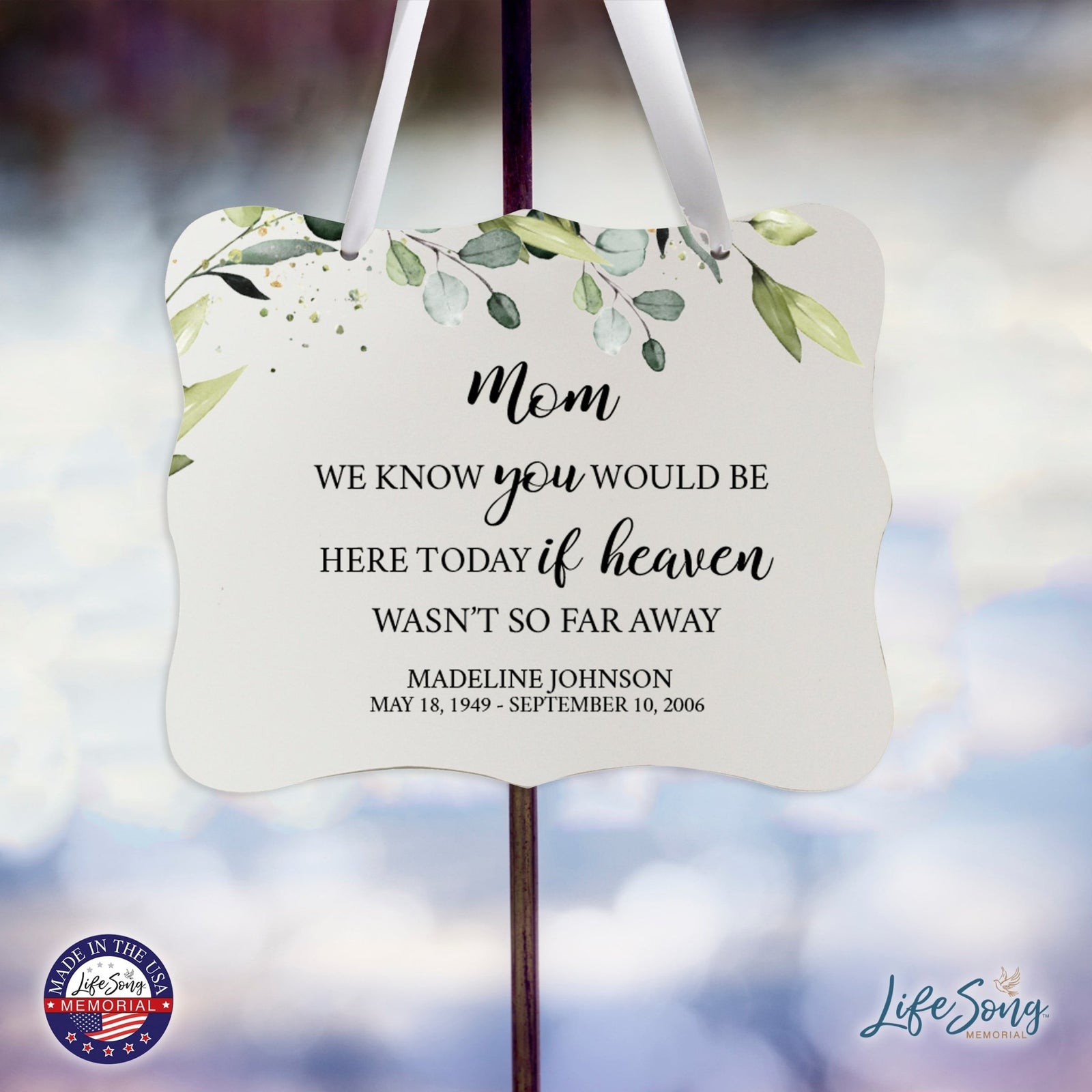 Custom Wooden Memorial 6x8 Ribbon Wall Sign Hanging Decor for Loss of Loved One We Know You (White) - LifeSong Milestones