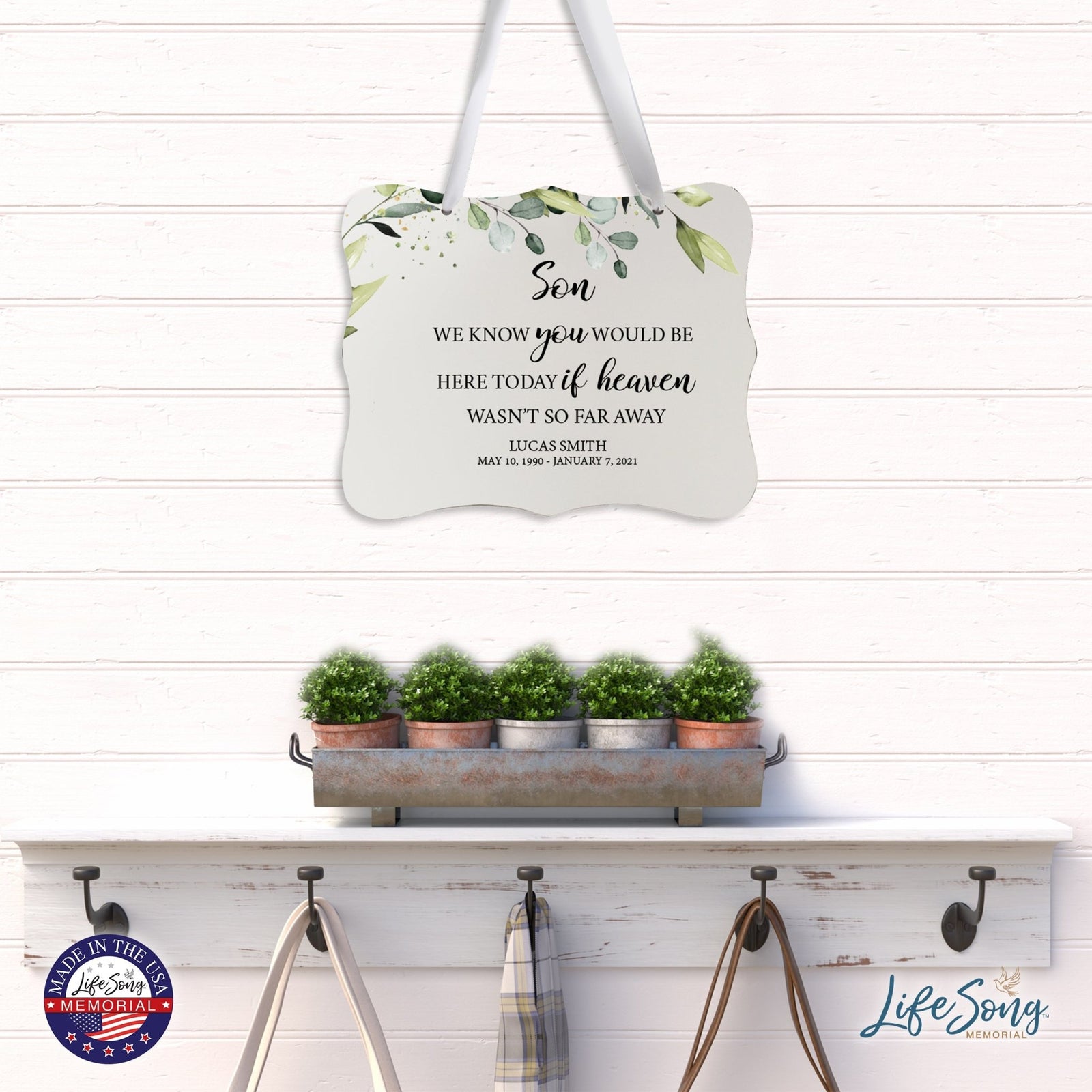 Custom Wooden Memorial 6x8 Ribbon Wall Sign Hanging Decor for Loss of Loved One We Know You (White) - LifeSong Milestones