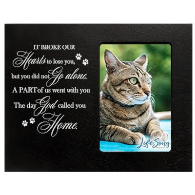 Custom Wooden Memorial 8x10 Picture Frame for Pet Cats holds 4x6 photo It Broke Our Hearts - LifeSong Milestones