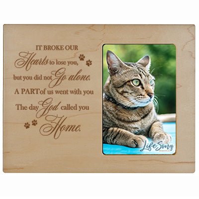 Custom Wooden Memorial 8x10 Picture Frame for Pet Cats holds 4x6 photo It Broke Our Hearts - LifeSong Milestones
