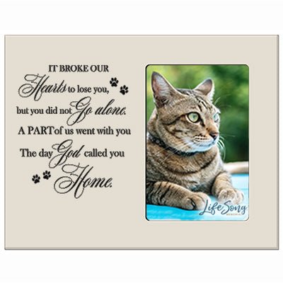 Custom Wooden Memorial 8x10 Picture Frame for Pet Cats holds 4x6 photo It Broke Our Hearts - LifeSong Milestones