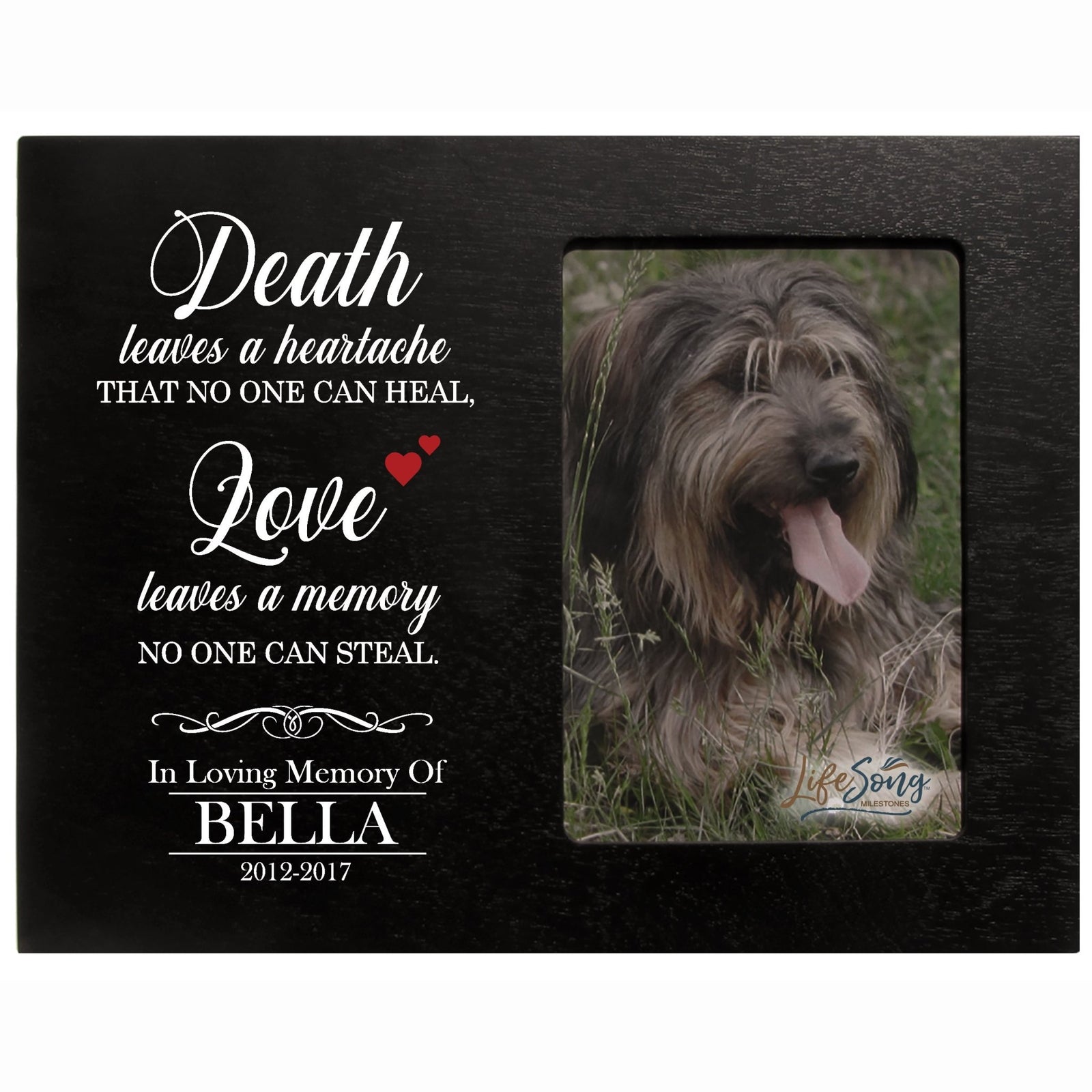 Custom Wooden Memorial 8x10 Picture Frame for Pet Dogs holds 4x6 photo Death Leaves - LifeSong Milestones
