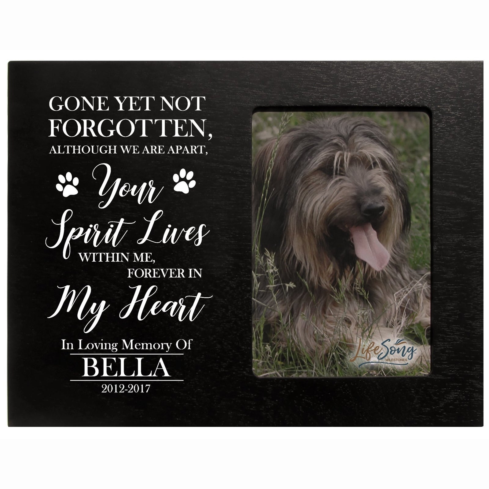Custom Wooden Memorial 8x10 Picture Frame for Pet Dogs holds 4x6 photo Gone Yet Not Forgotten - LifeSong Milestones