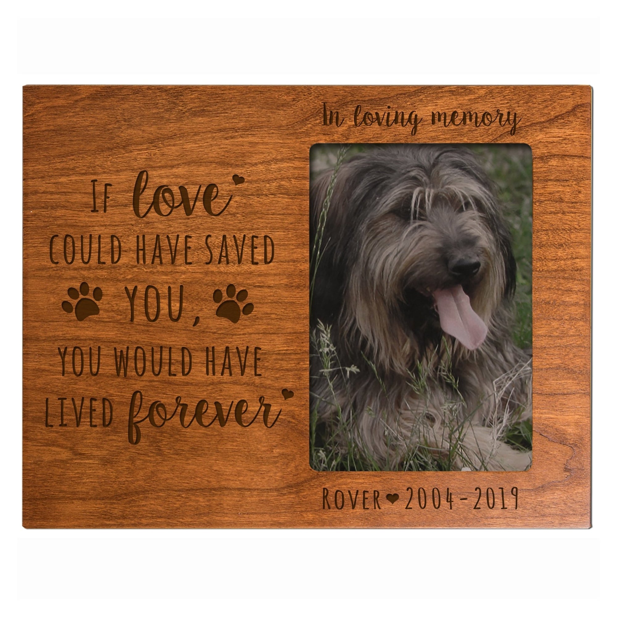 Custom Wooden Memorial 8x10 Picture Frame for Pet Dogs holds 4x6 photo If Love Could - LifeSong Milestones