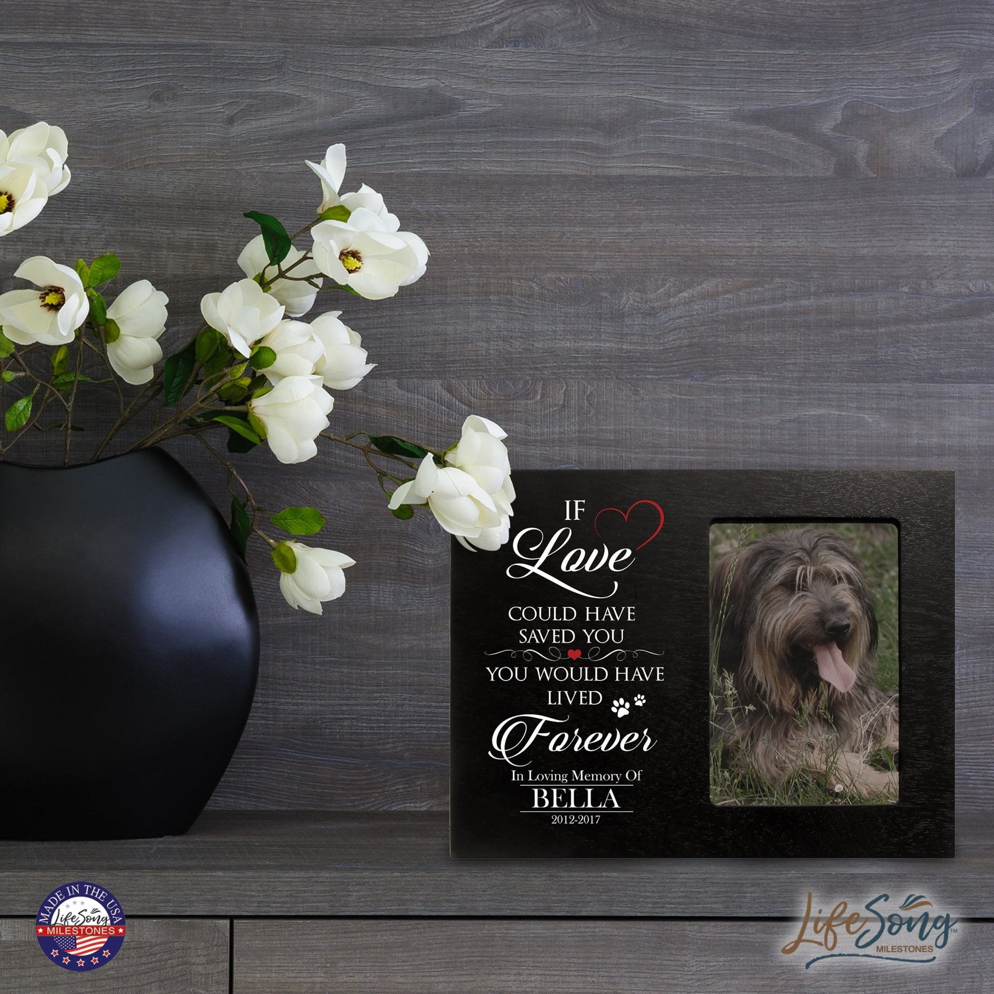 Custom Wooden Memorial 8x10 Picture Frame for Pet Dogs holds 4x6 photo If Love Could - LifeSong Milestones