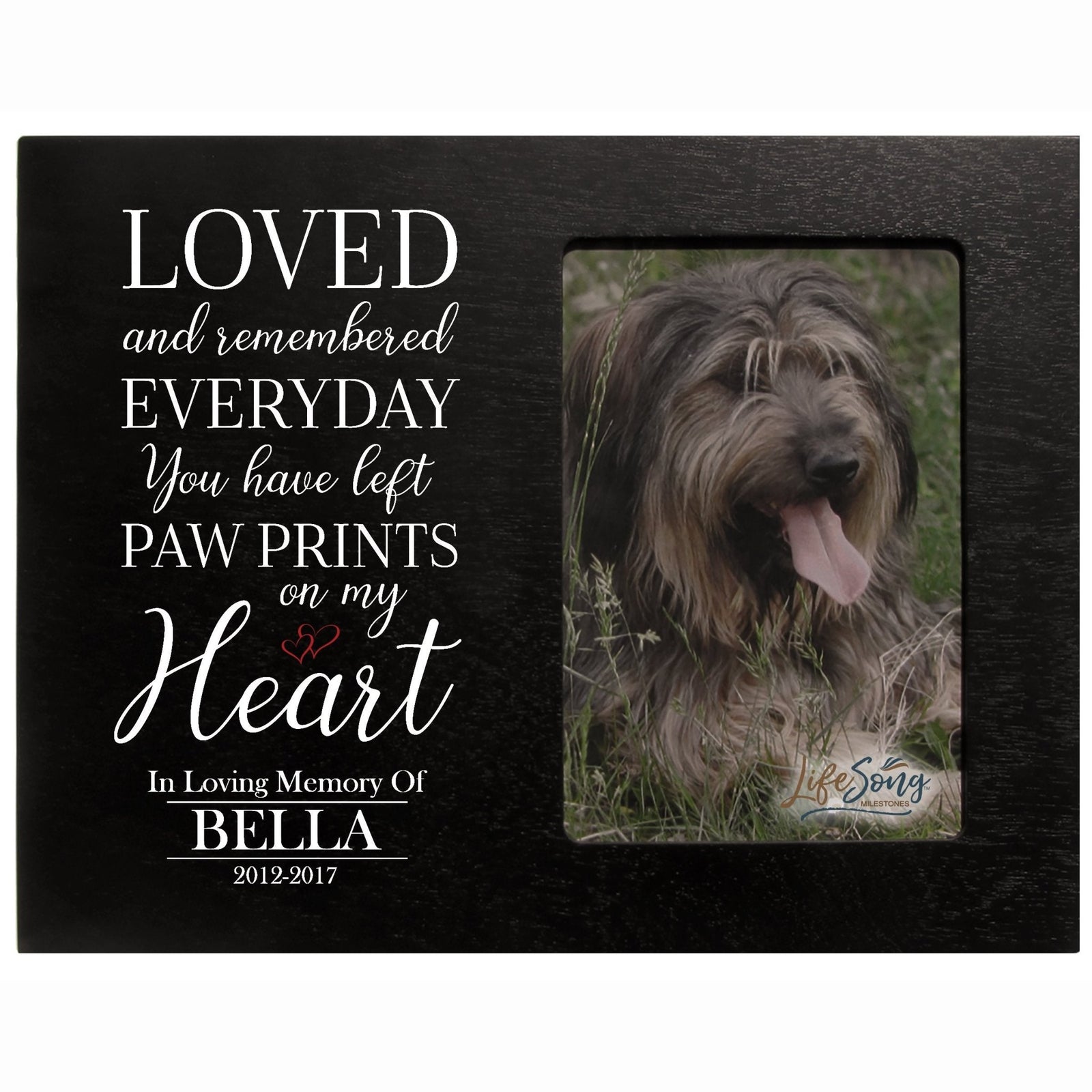 Custom Wooden Memorial 8x10 Picture Frame for Pet Dogs holds 4x6 photo Loved and Remembered - LifeSong Milestones