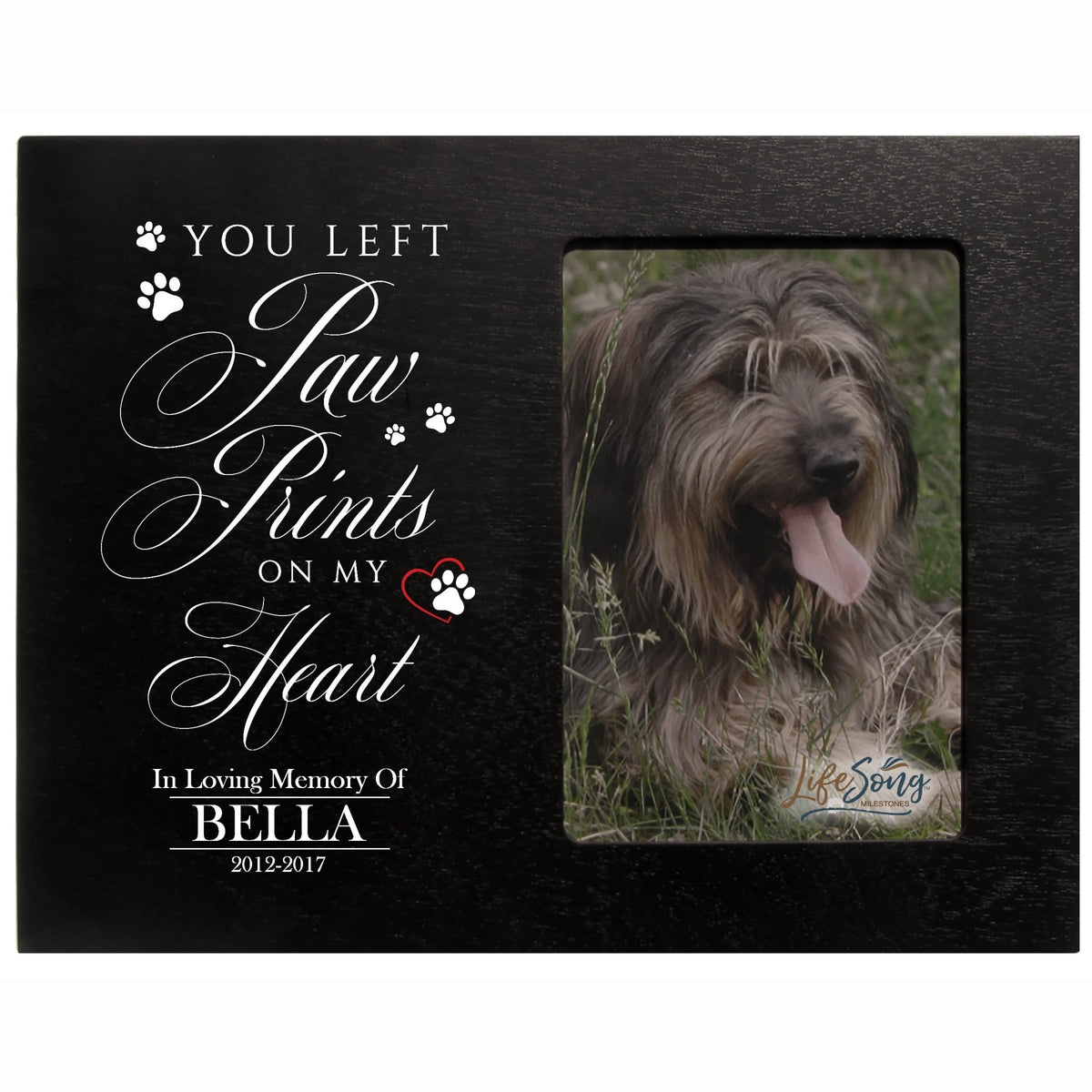 Custom Wooden Memorial 8x10 Picture Frame for Pet Dogs holds 4x6 photo You Left Paw Prints - LifeSong Milestones