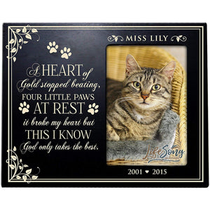 Custom Wooden Memorial 8x10 Picture Frame for Pet holds 4x6 photo Heart of Gold - LifeSong Milestones