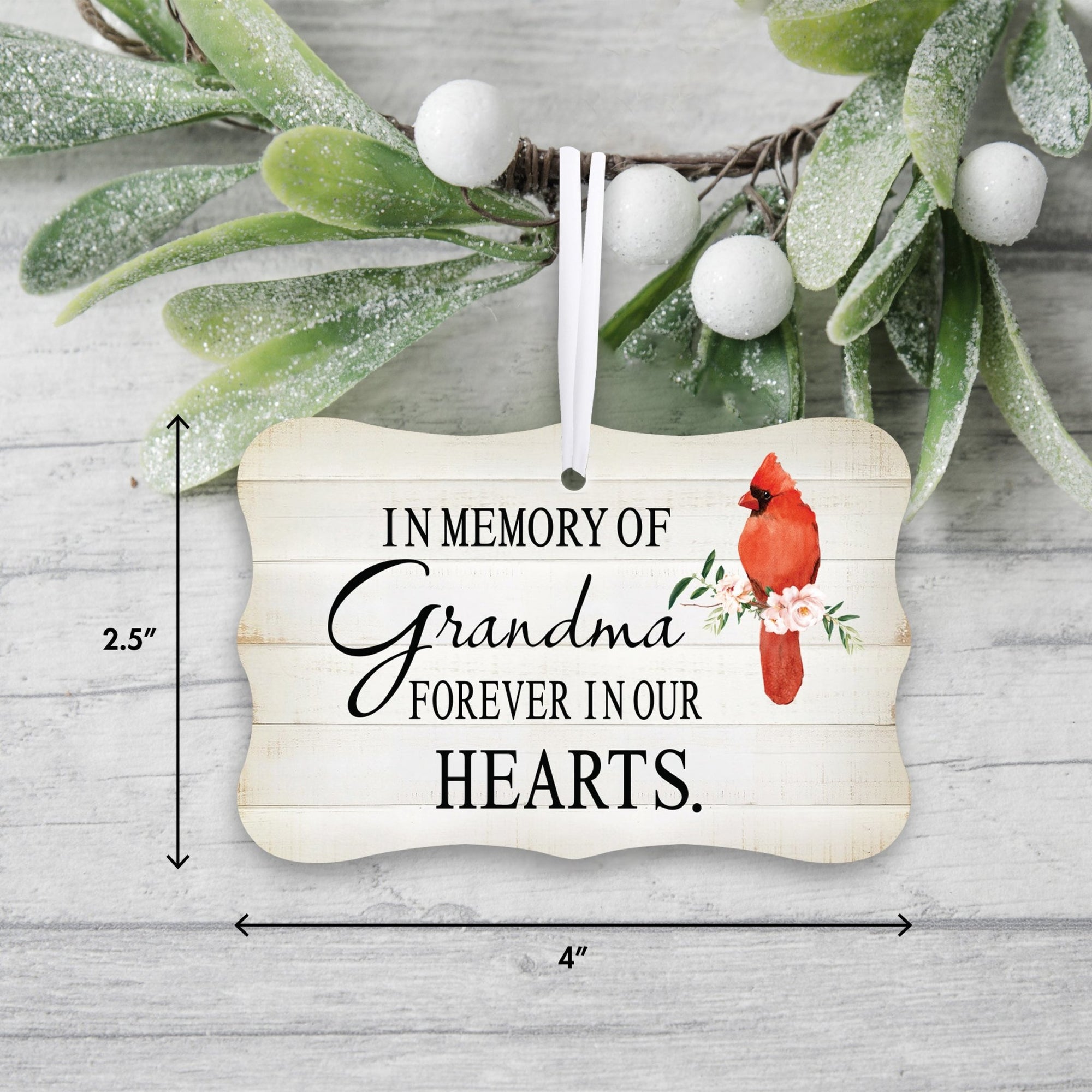 Custom Wooden Memorial Cardinal Ribbon Scalloped Ornament for Loss of Loved One - In Memory Of Grandma - LifeSong Milestones