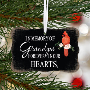 Custom Wooden Memorial Cardinal Ribbon Scalloped Ornament for Loss of Loved One - In Memory Of Grandpa - LifeSong Milestones