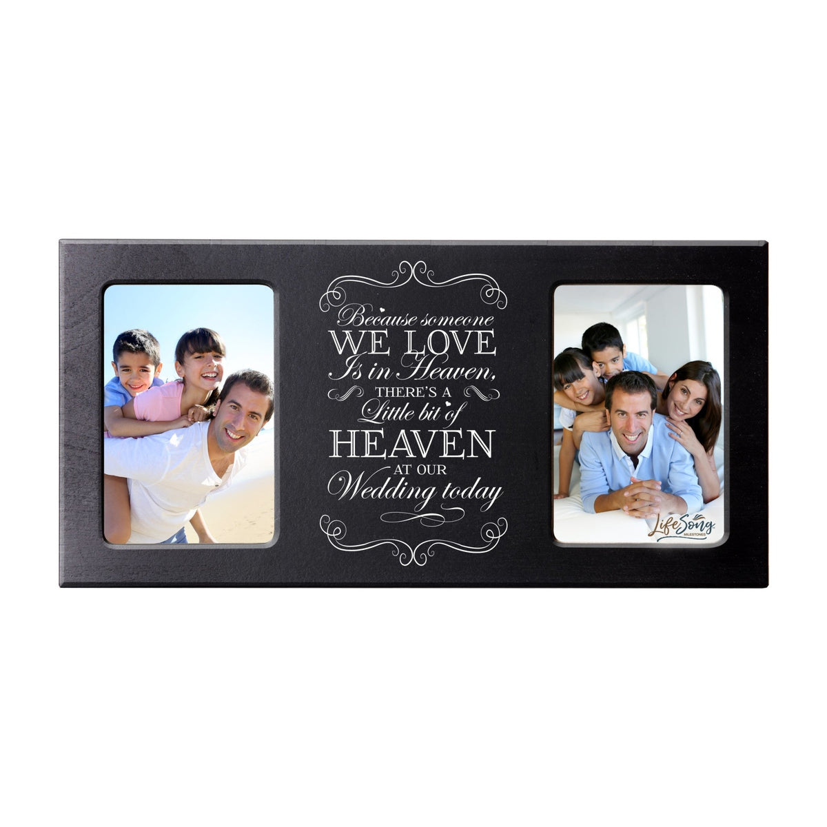 Custom Wooden Memorial Double Picture Frame holds 2-4x6 photo - Because Someone - LifeSong Milestones