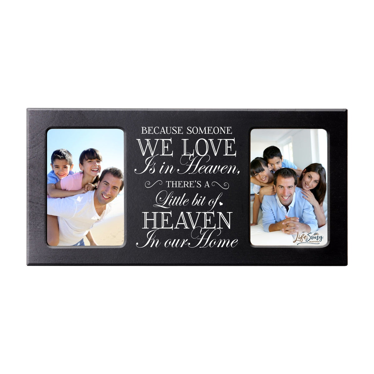 Custom Wooden Memorial Double Picture Frame holds 2-4x6 photo - Because Someone - LifeSong Milestones