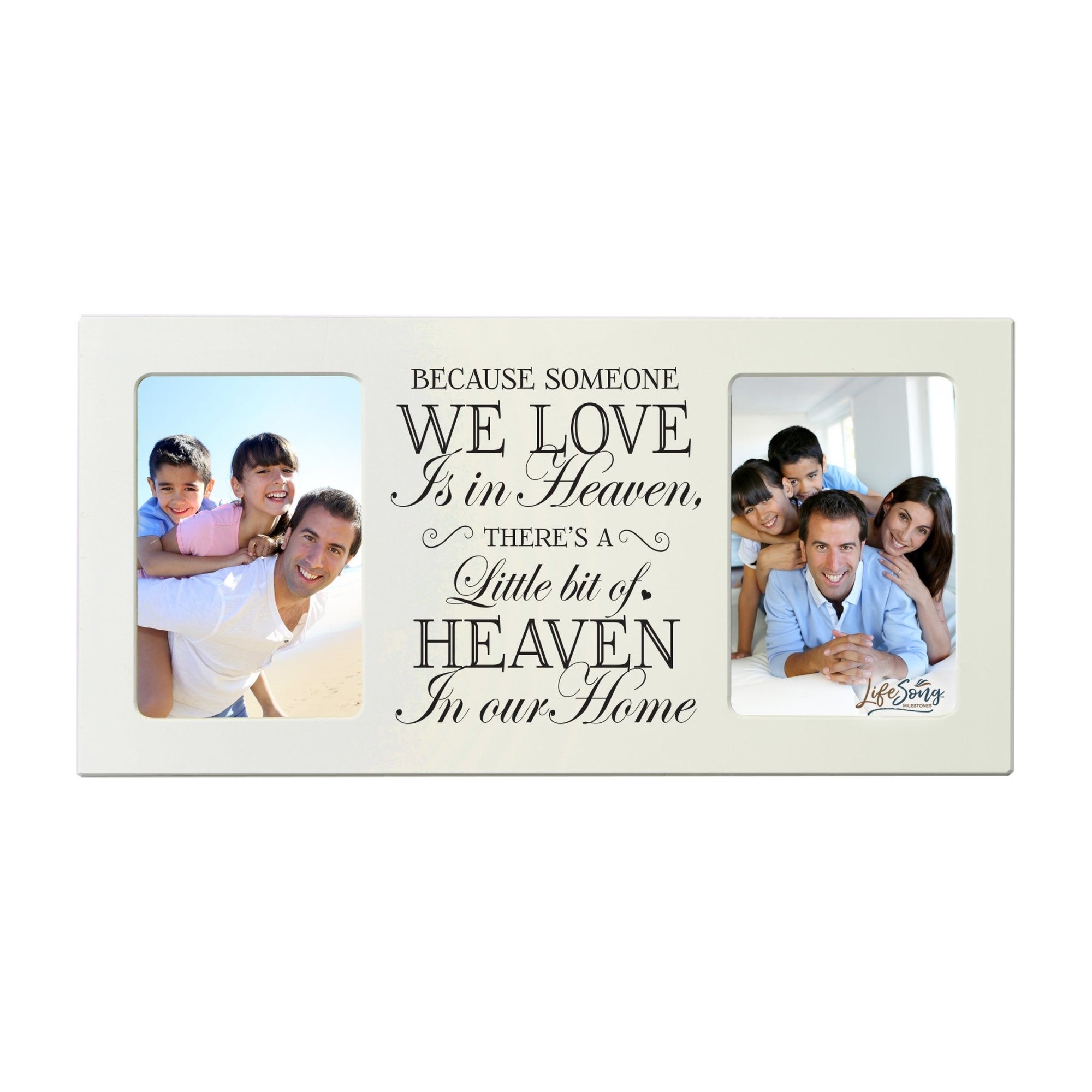Custom Wooden Memorial Double Picture Frame holds 2-4x6 photo - Because Someone - LifeSong Milestones