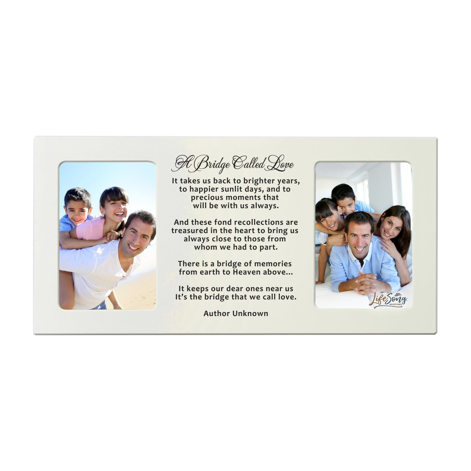 Custom Wooden Memorial Double Picture Frame holds 2-4x6 photo - Bridge Called Loved - LifeSong Milestones