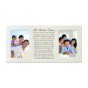 Custom Wooden Memorial Double Picture Frame holds 2-4x6 photo - Broken Chain - LifeSong Milestones