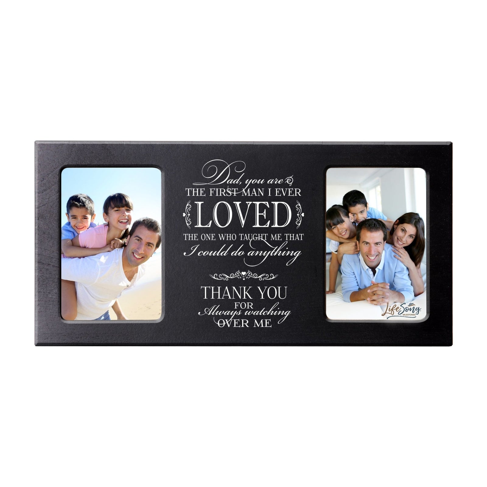 Custom Wooden Memorial Double Picture Frame holds 2-4x6 photo - Dad You Are - LifeSong Milestones