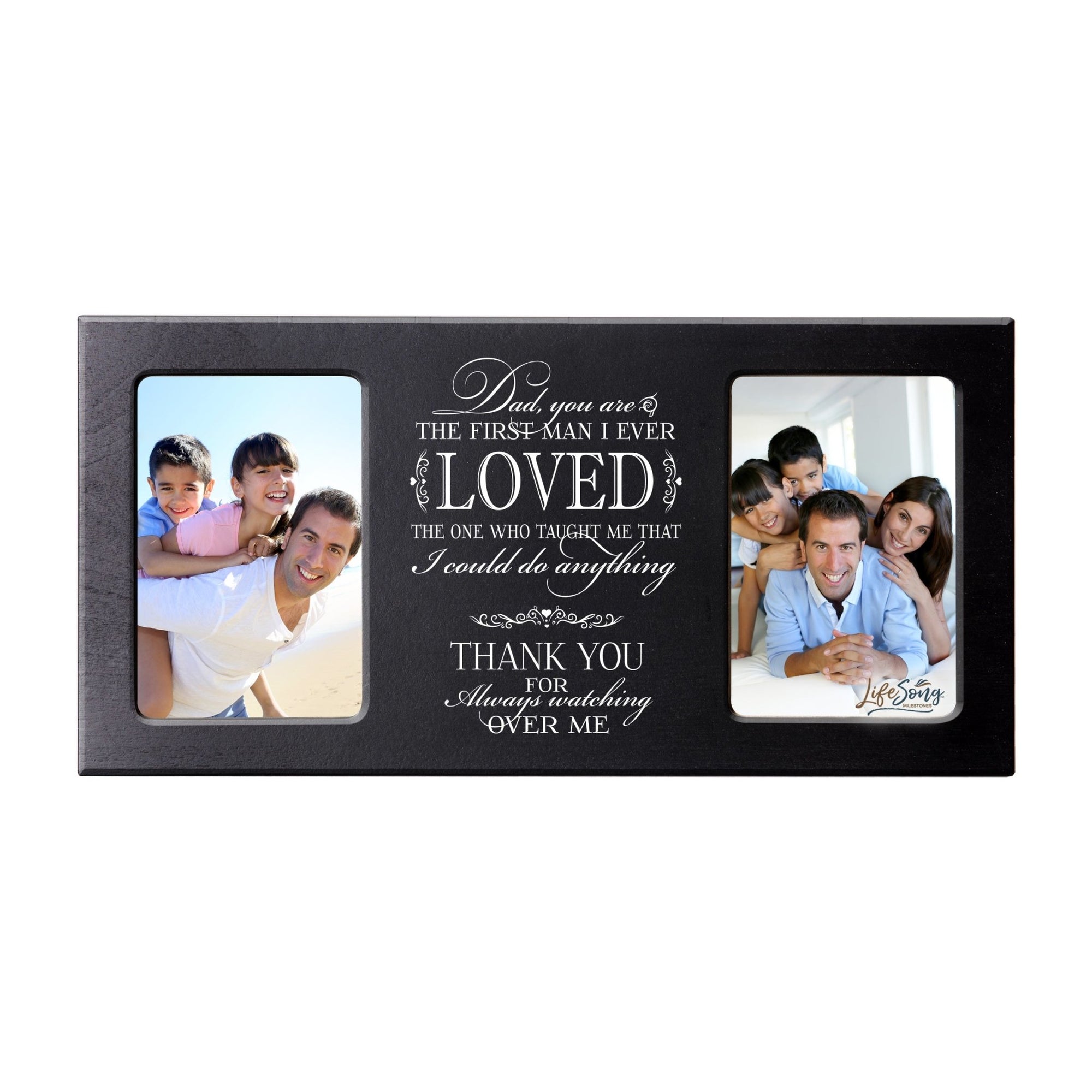 Custom Wooden Memorial Double Picture Frame holds 2-4x6 photo - Dad You Are - LifeSong Milestones