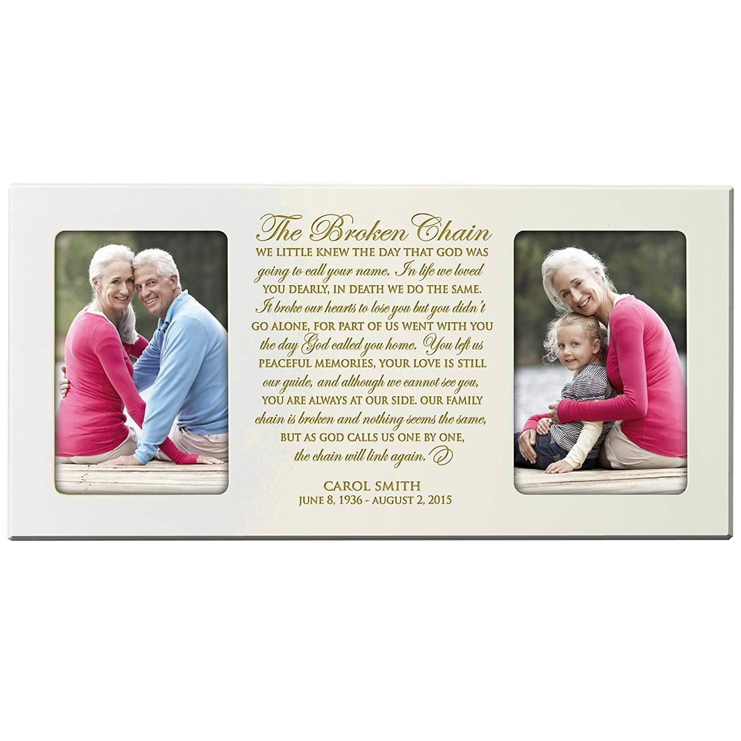 Custom Wooden Memorial Double Picture Frame holds 2-4x6 photo - In Loving Memory - LifeSong Milestones