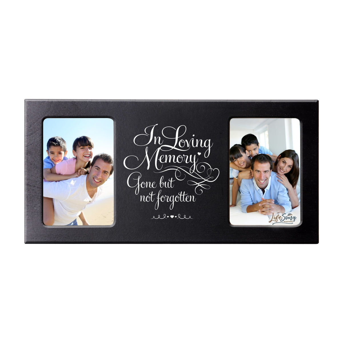 Custom Wooden Memorial Double Picture Frame holds 2-4x6 photo - In Loving Memory Gone - LifeSong Milestones