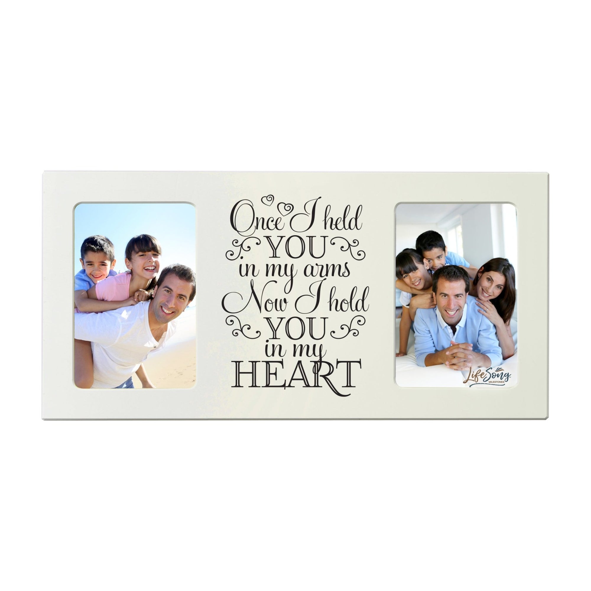 Custom Wooden Memorial Double Picture Frame holds 2-4x6 photo - Once I Held You - LifeSong Milestones