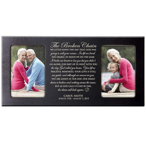 Custom Wooden Memorial Double Picture Frame holds 2-4x6 photo - The Broken Chain - LifeSong Milestones