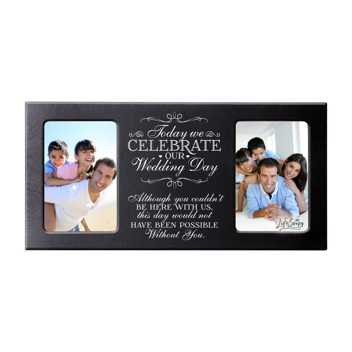 Custom Wooden Memorial Double Picture Frame holds 2-4x6 photo - Today We Celebrate - LifeSong Milestones
