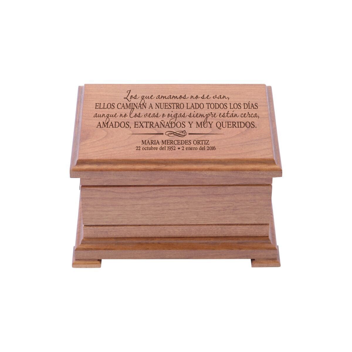 Custom Wooden Memorial Urn Box for Human Ashes holds 210 cu in In Memory Of A Life - LifeSong Milestones