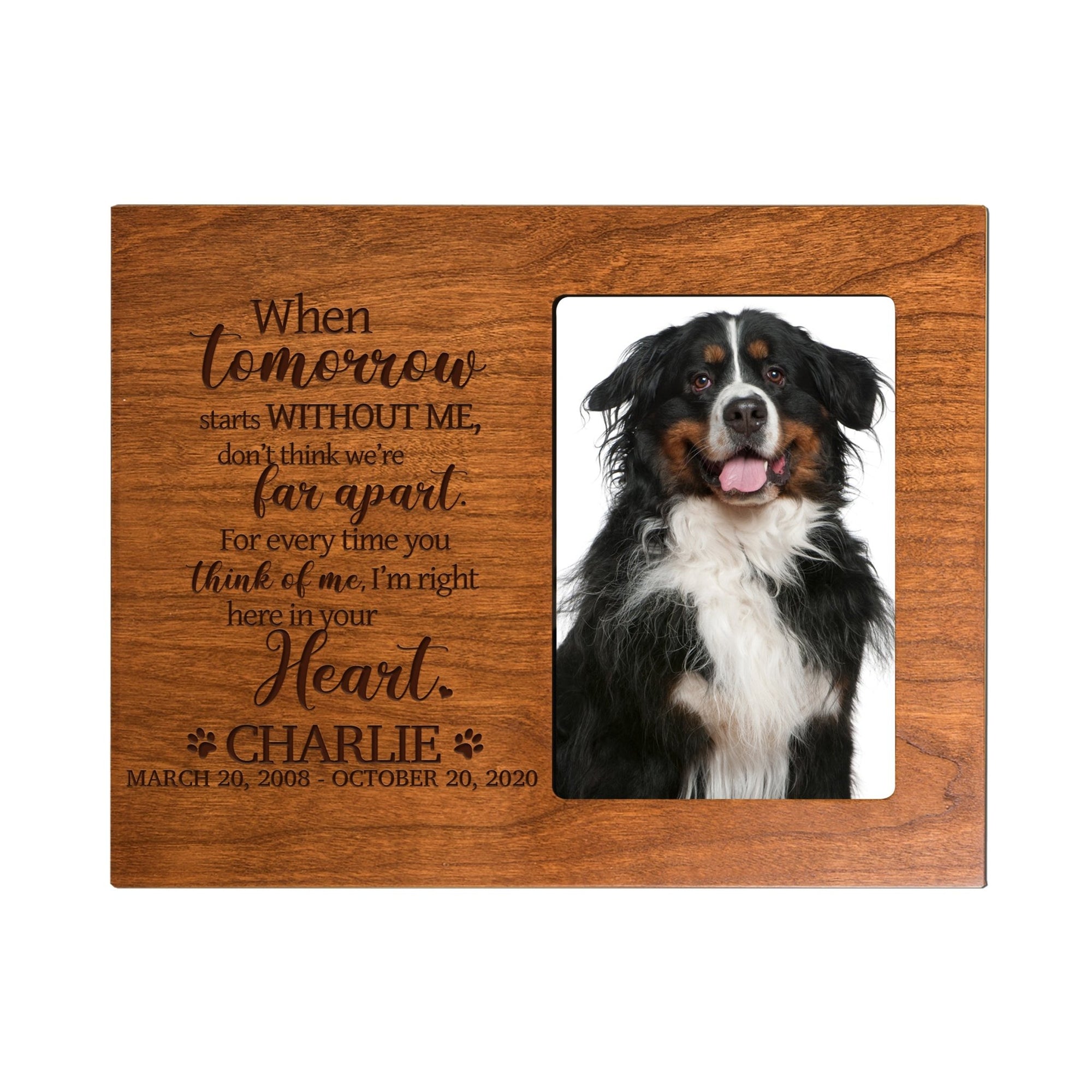 Custom Wooden Pet Memorial 8x10 Picture Frame holds 4x6 photo When