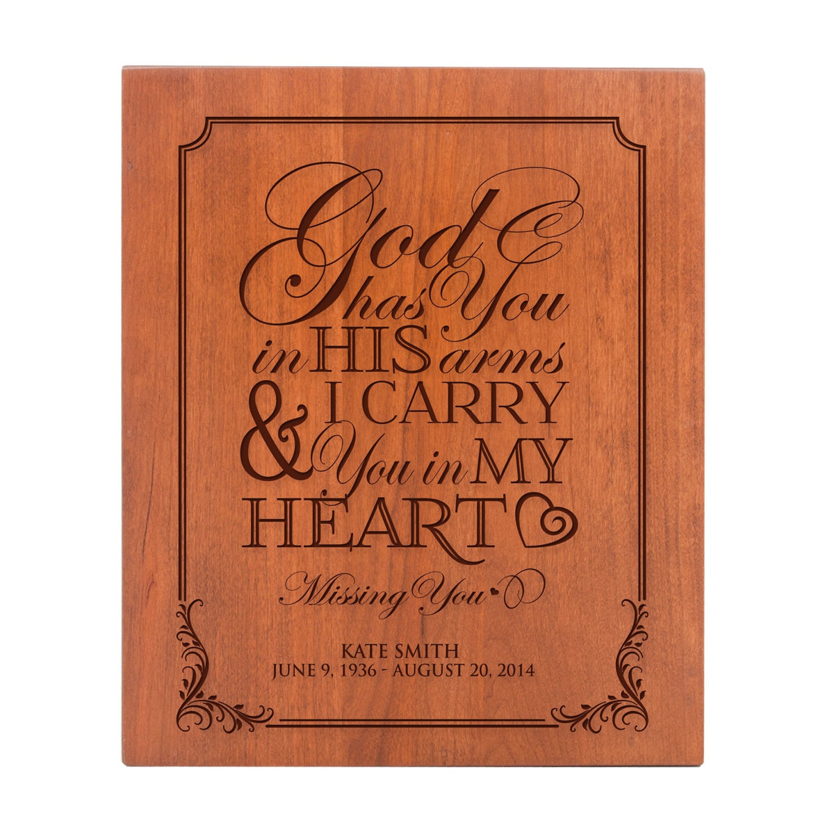 Custom Wooden Scattering Urn for Adult Human Ashes holds 184 cu in God Has You - LifeSong Milestones