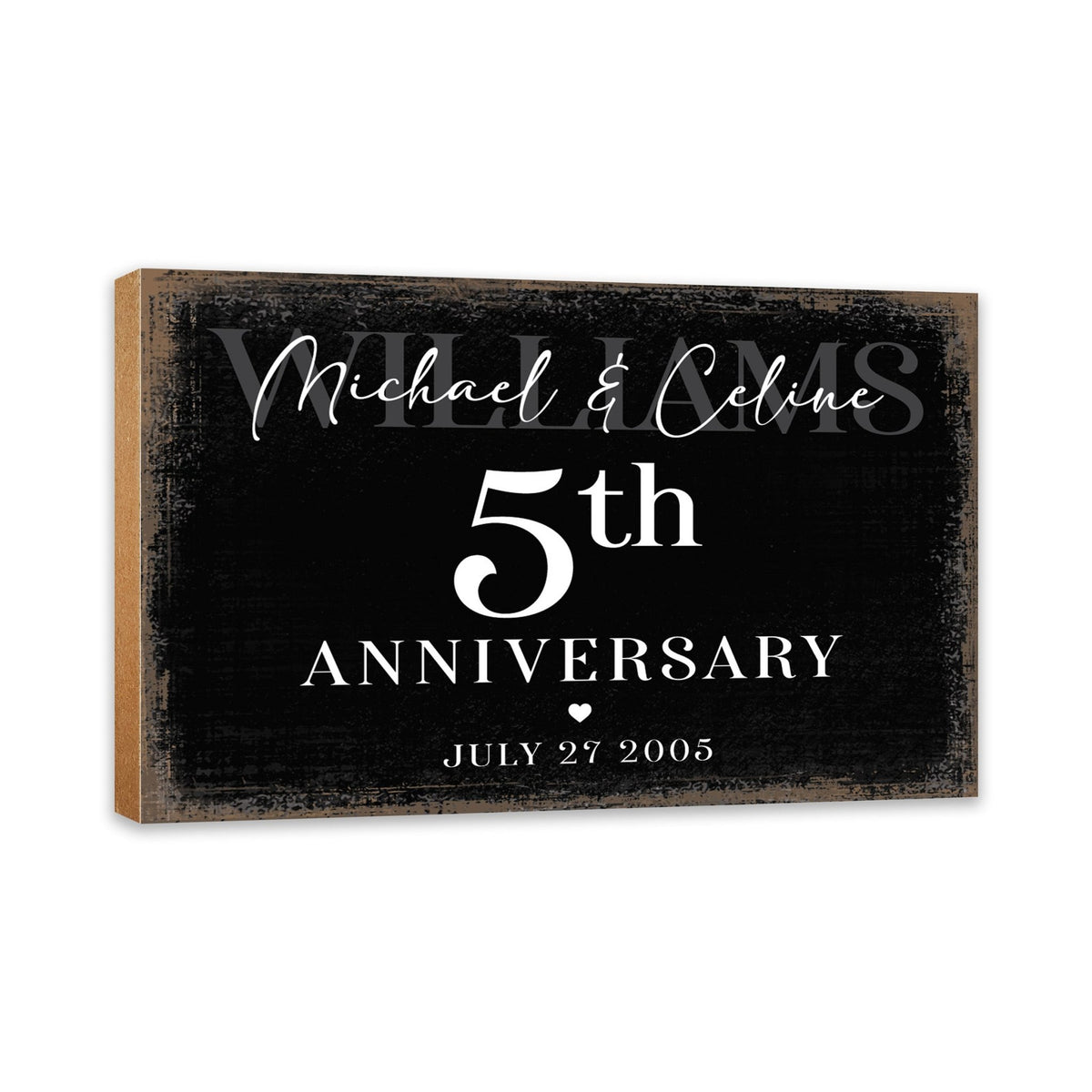 Custom Wooden Shelf Décor and Tabletop Signs for Wedding Anniversary - LifeSong Milestones