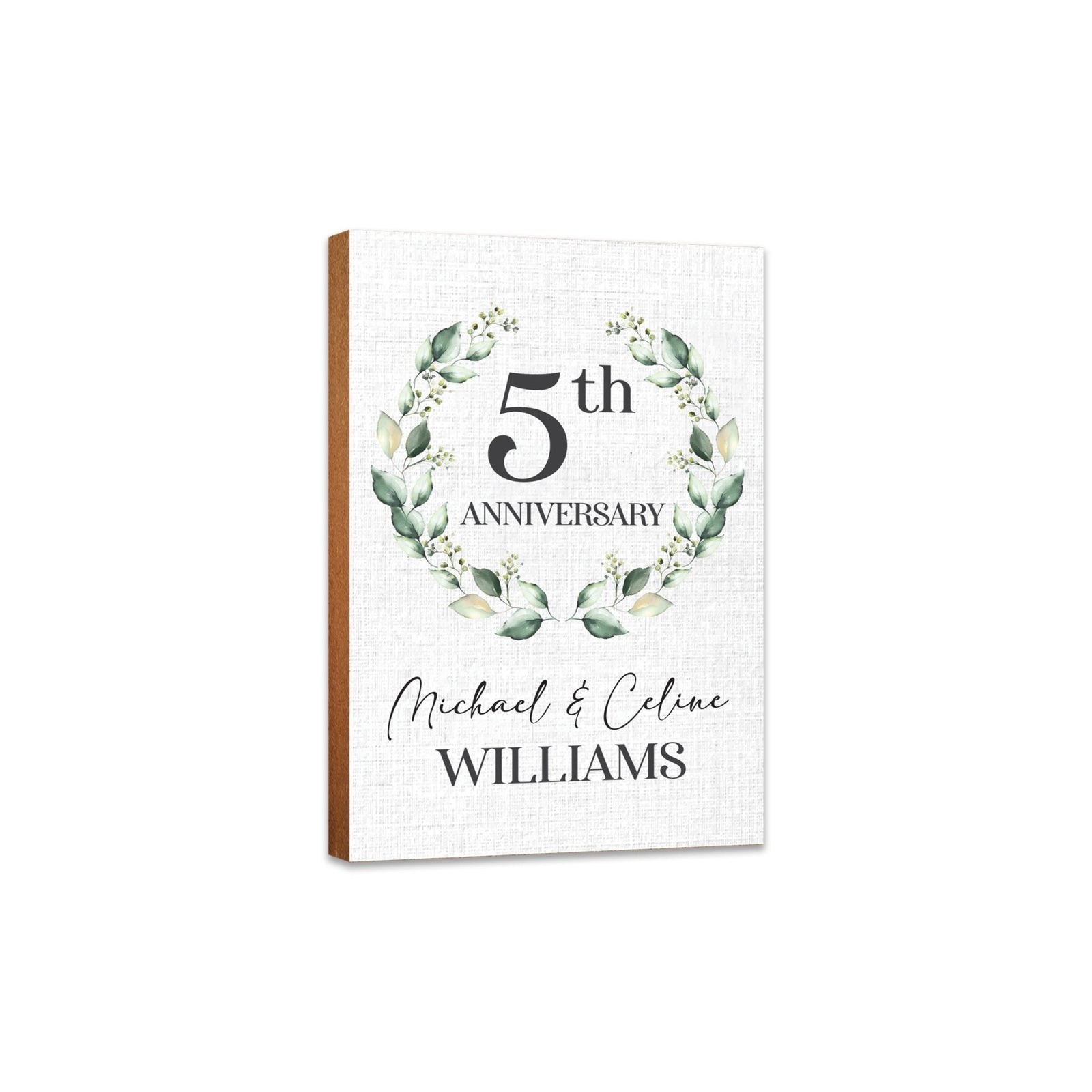 Custom Wooden Shelf Décor and Tabletop Signs for Wedding Anniversary - LifeSong Milestones
