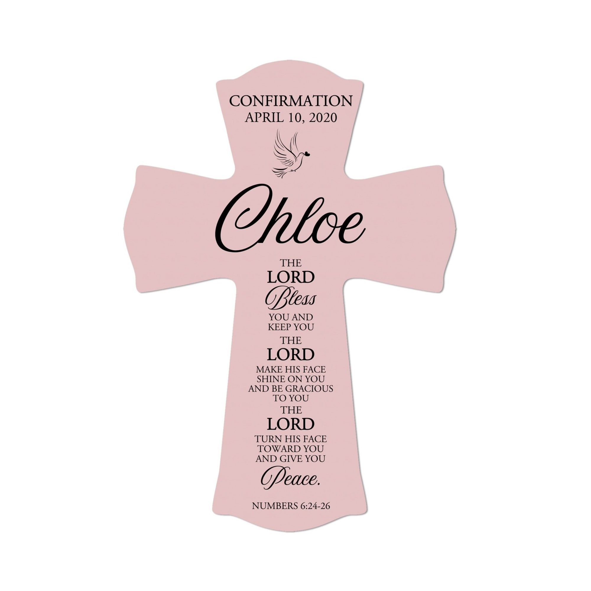Custom Wooden Wall Cross 8 x 11.25 | First Confirmation Cross | The Lord Bless You - LifeSong Milestones