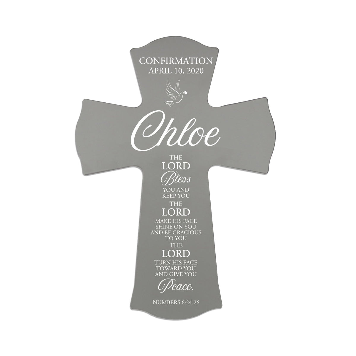Custom Wooden Wall Cross 8 x 11.25 | First Confirmation Cross | The Lord Bless You - LifeSong Milestones