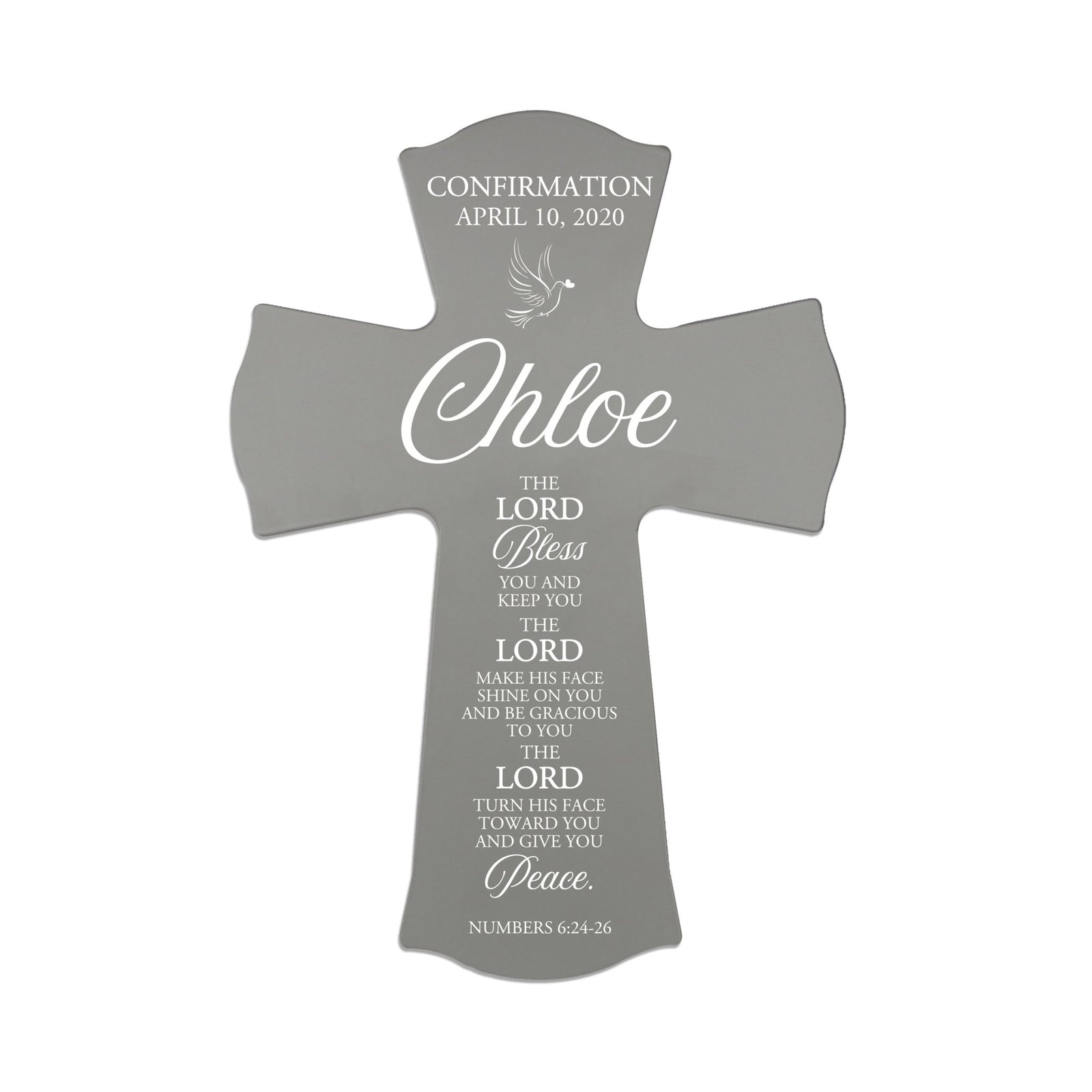 Custom Wooden Wall Cross 8 x 11.25 | First Confirmation Cross | The Lord Bless You - LifeSong Milestones