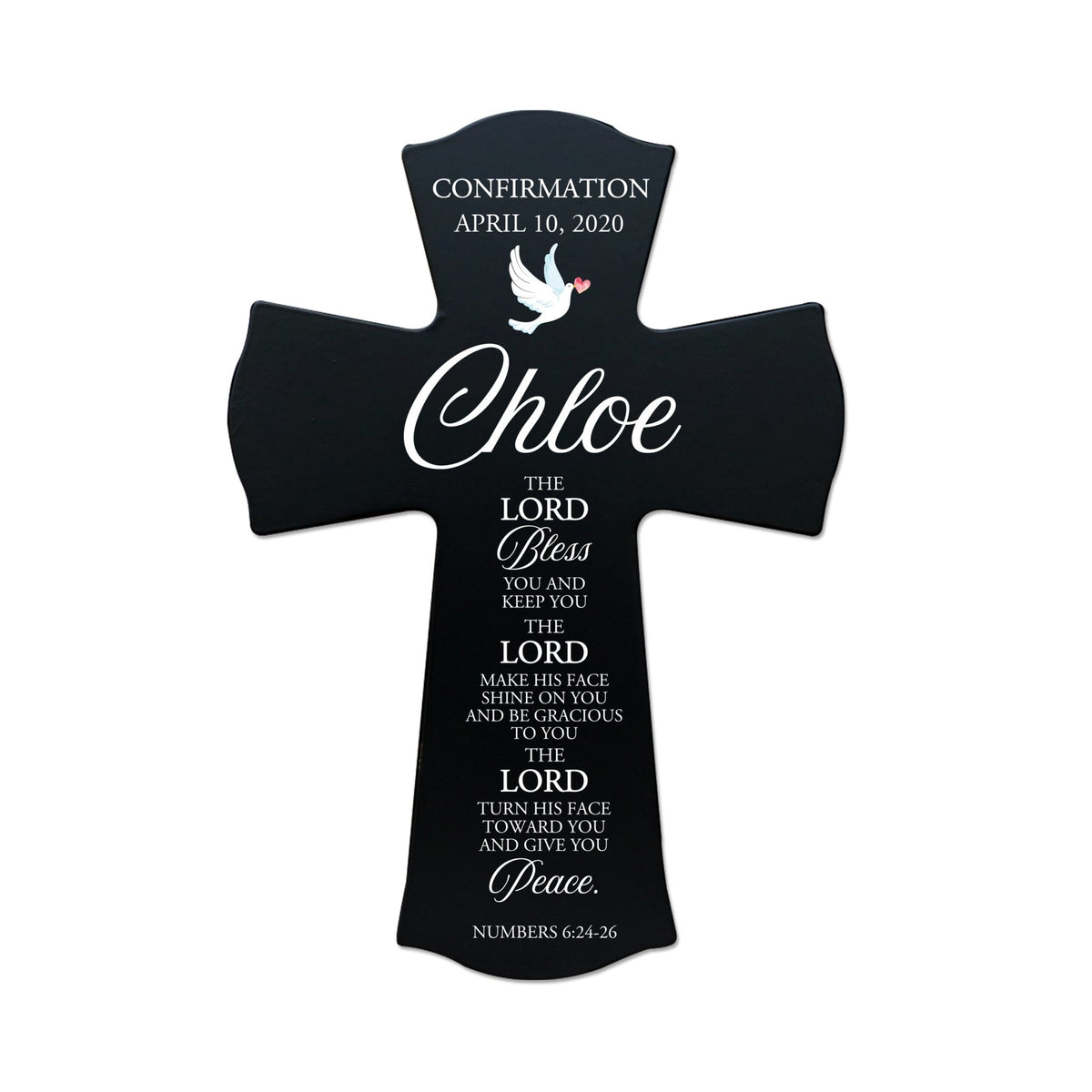 Custom Wooden Wall Cross 8 x 11.25 | First Confirmation Cross | The Lord Bless You - LifeSong Milestones
