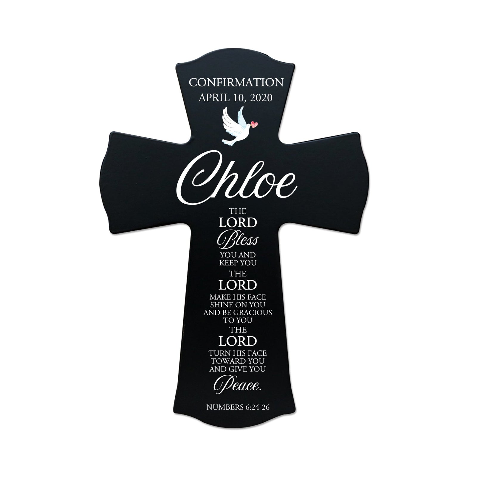 Custom Wooden Wall Cross 8 x 11.25 | First Confirmation Cross | The Lord Bless You - LifeSong Milestones