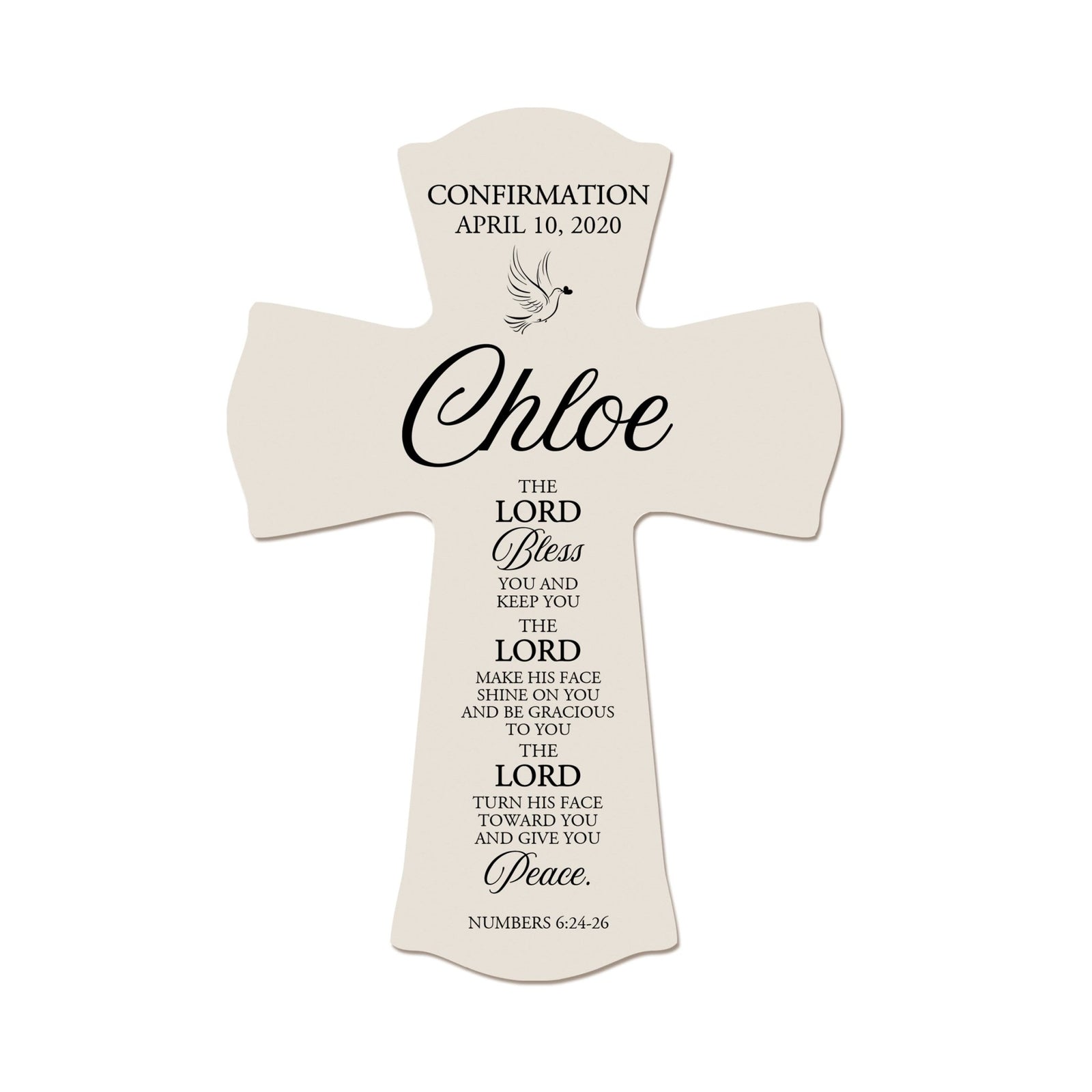 Custom Wooden Wall Cross 8 x 11.25 | First Confirmation Cross | The Lord Bless You - LifeSong Milestones