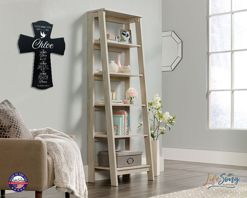 Custom Wooden Wall Cross 8 x 11.25 | First Confirmation Cross | The Lord Bless You - LifeSong Milestones