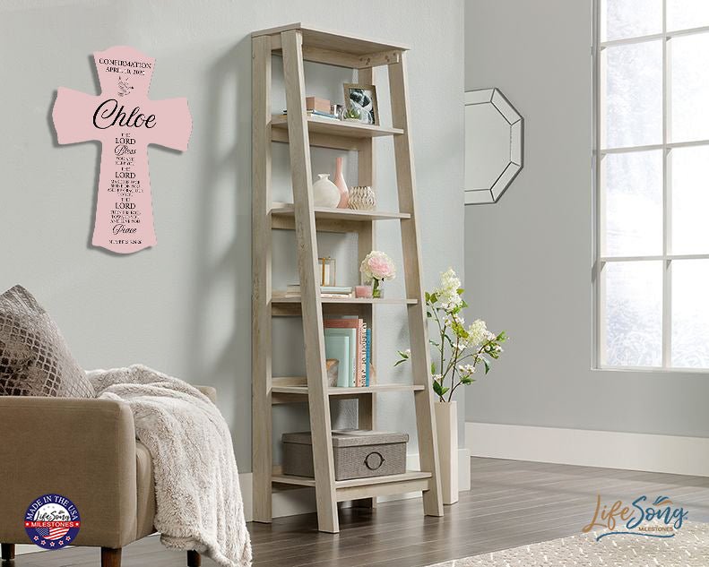 Custom Wooden Wall Cross 8 x 11.25 | First Confirmation Cross | The Lord Bless You - LifeSong Milestones