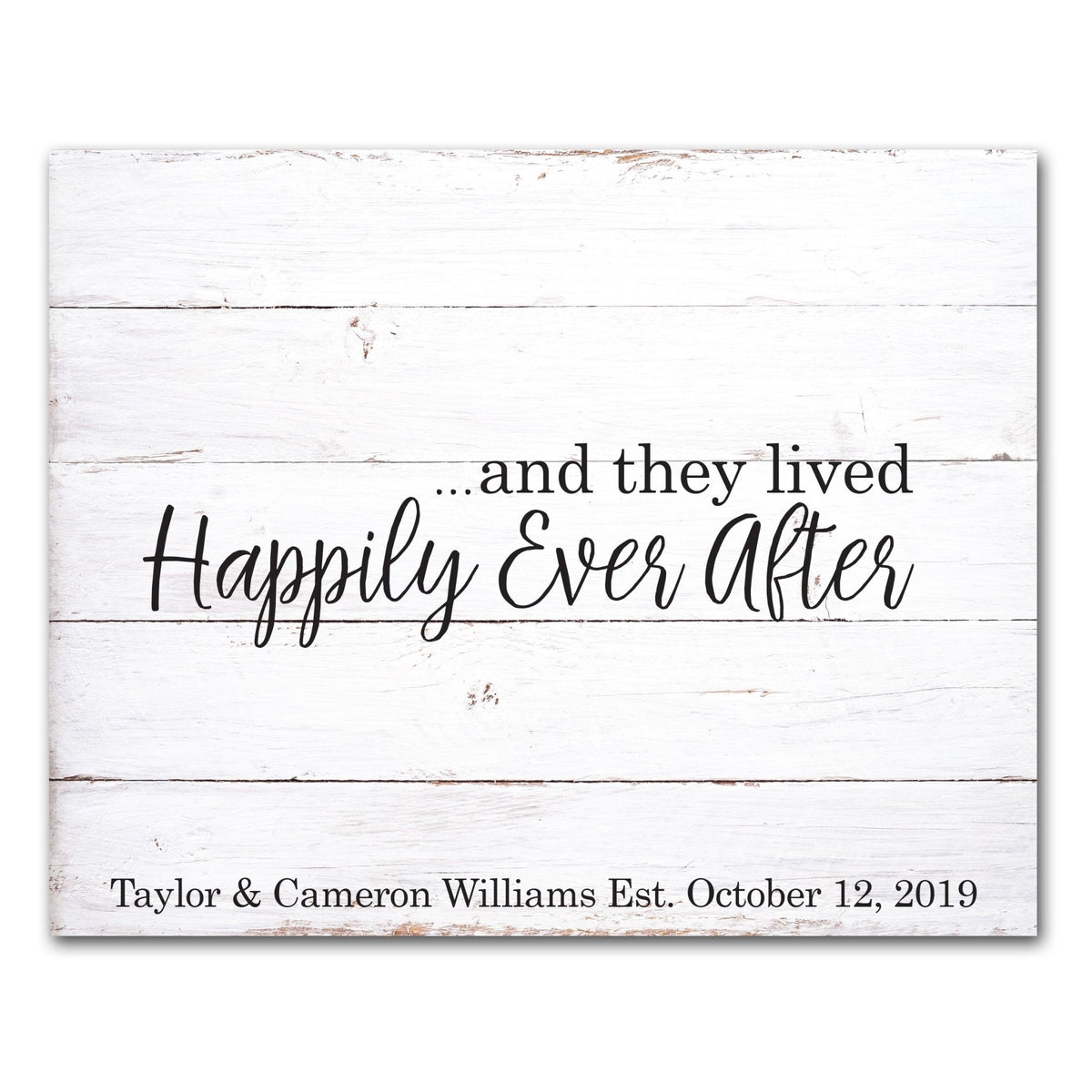 Custom Wooden Wedding Guestbook Sign 23” x 29” - ...And They Lived Happily Ever After (Script) - LifeSong Milestones