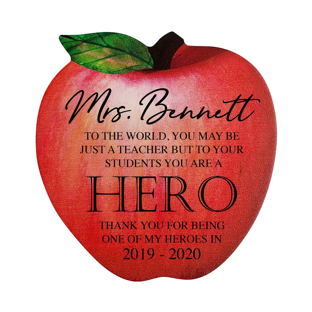 Customized Apple Shape Plaque for Teachers 6” x 5.75” To The World - LifeSong Milestones