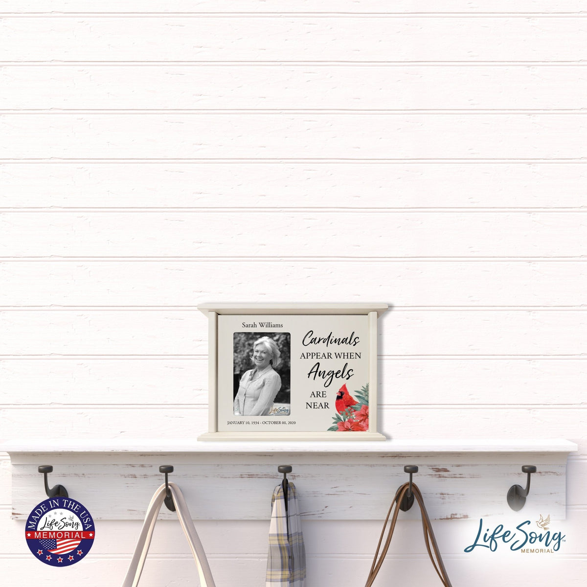 Customized Cardinal Memorial Cremation Urn Wooden Urn Box with 4x6 Photo holds 200 cu in Cardinals Appear When - LifeSong Milestones