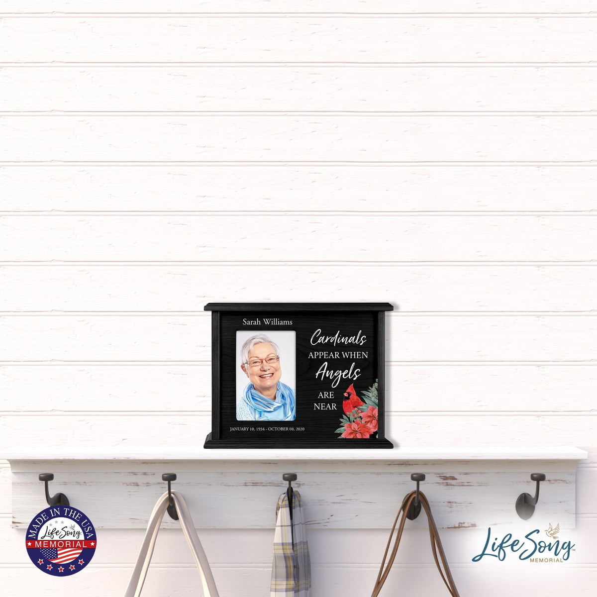 Customized Cardinal Memorial Cremation Urn Wooden Urn Box with 4x6 Photo holds 200 cu in Cardinals Appear When - LifeSong Milestones