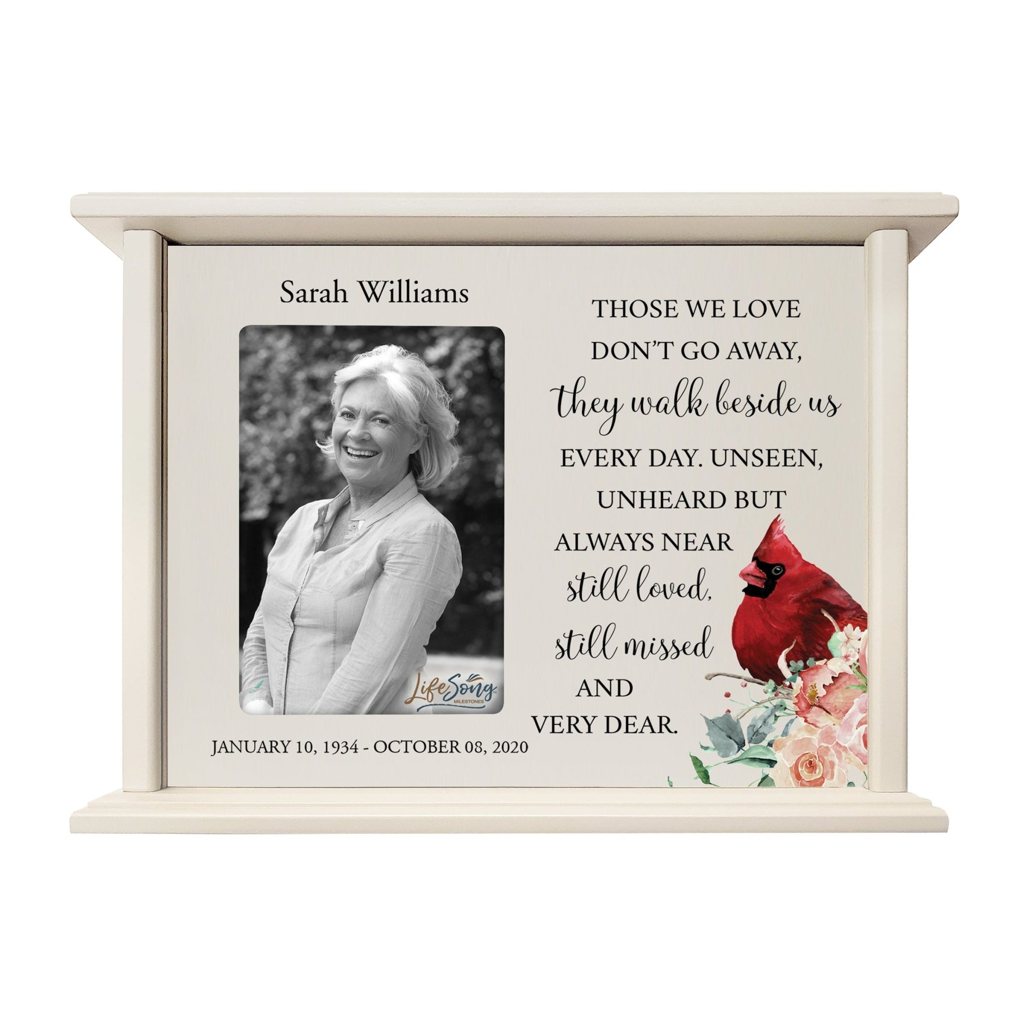 Customized Memorial Cremation Urn Wooden Urn Box with 4x6 Photo holds 200 cu in Those We Love - LifeSong Milestones