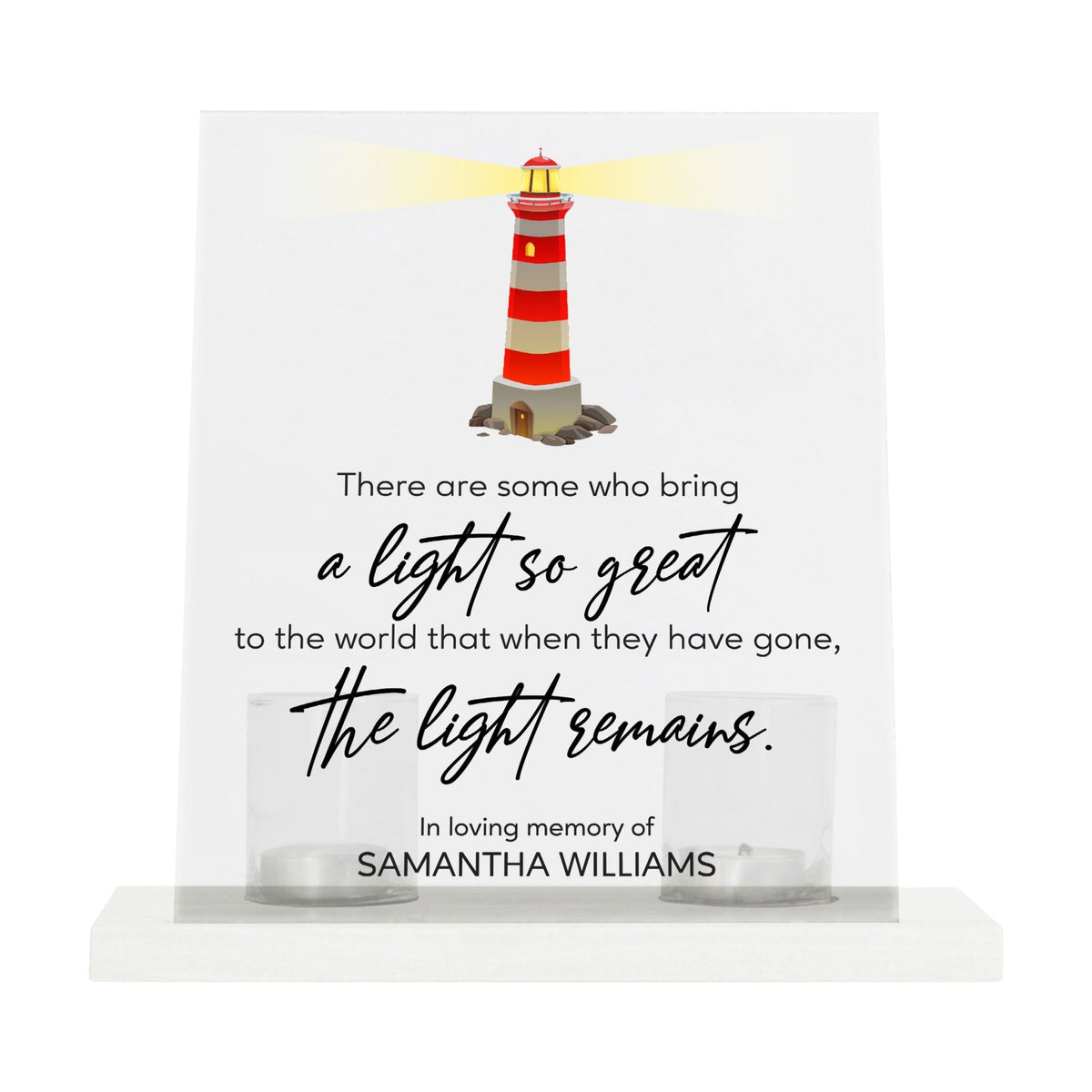Customized Memorial Frosted Acrylic Tealight Sign With Wooden Base For the Loss Of A Loved One - There Are Some Who Bring The Light - LifeSong Milestones